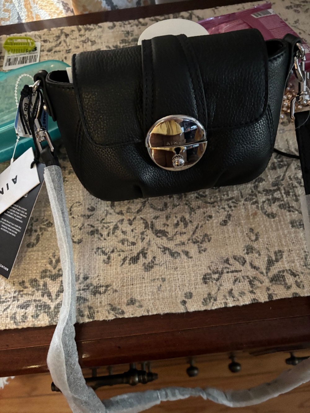 Aimee Kestenberg Black Mini Crossbody Bag with Silver Hardware - NWT